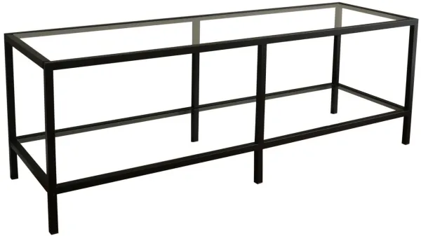 NORDVÄRK Basic TV-bord, med 1 hylla - glas och matt svart metall (130x40)